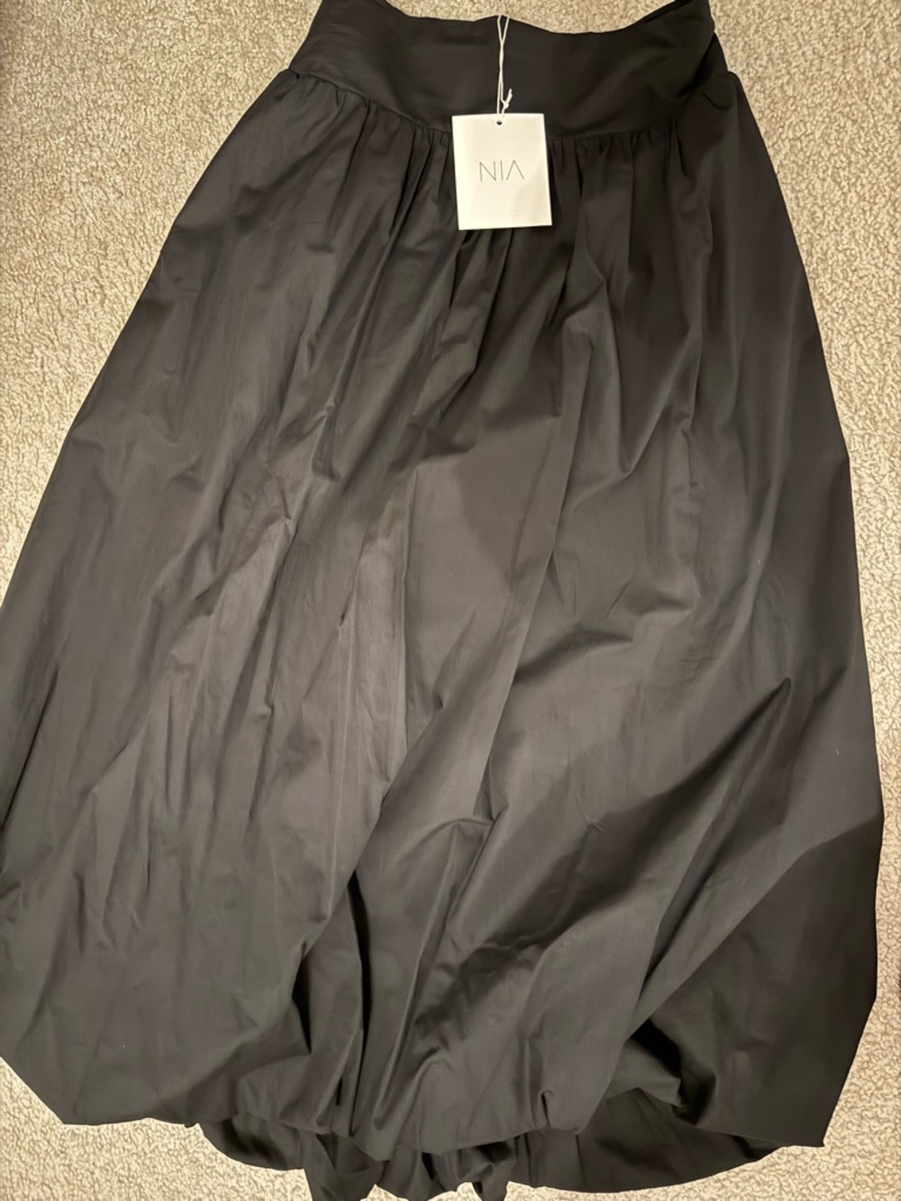 NIA Reina Bubble Hem Midi Skirt, NWT